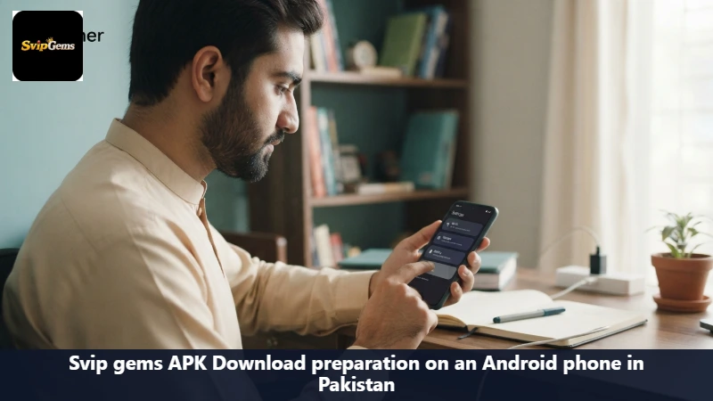 Svip gems APK Download preparation on an Android phone in Pakistan